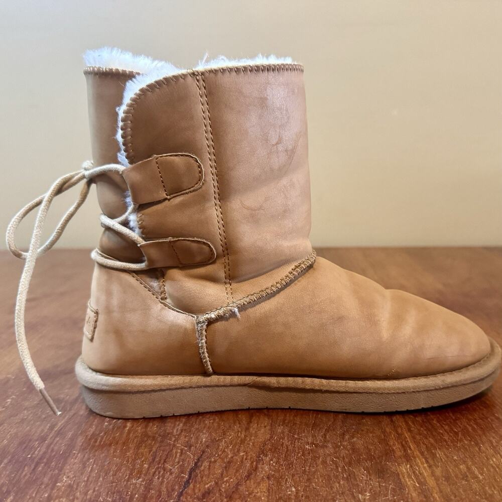 Nautica Bruton 2 Faux Fur Lined Winter Boots Tan Lace Up Women’s Size 8